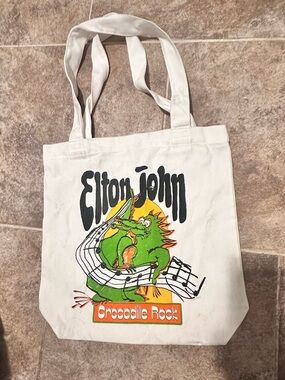 Elton John Crocodile Rock Graphic Tote - White